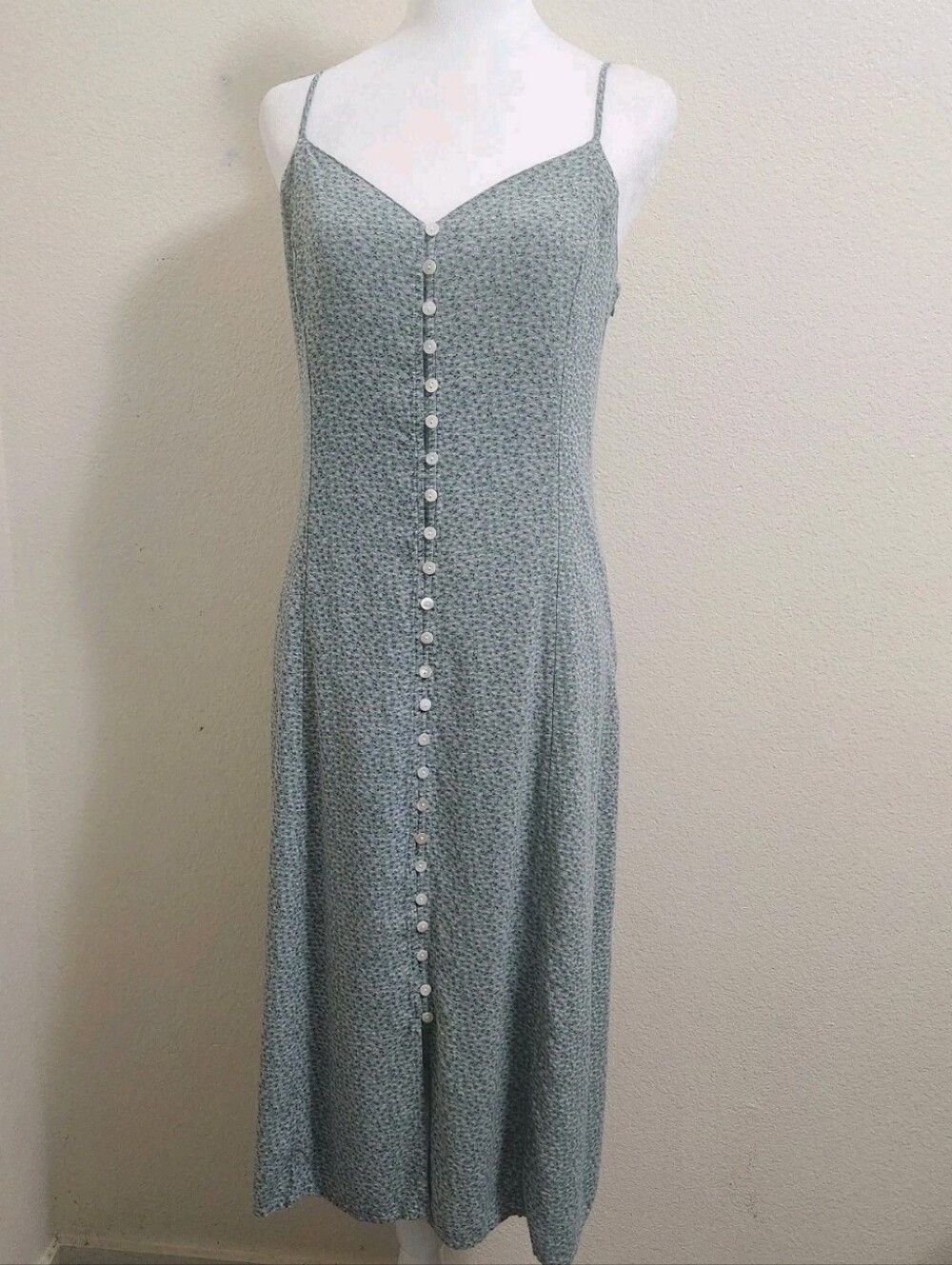 Lucky Brand Ditsy Floral Maxi Slip Dress M Sage Green Floral Boho Cottagecore - Picture 2 of 16